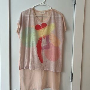Zara Colorful Sheer Graphic Top
